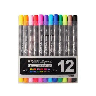 M&G Signme Professional Dual Tip Watercolour Brush Markers 12 Color-8001 The Stationers